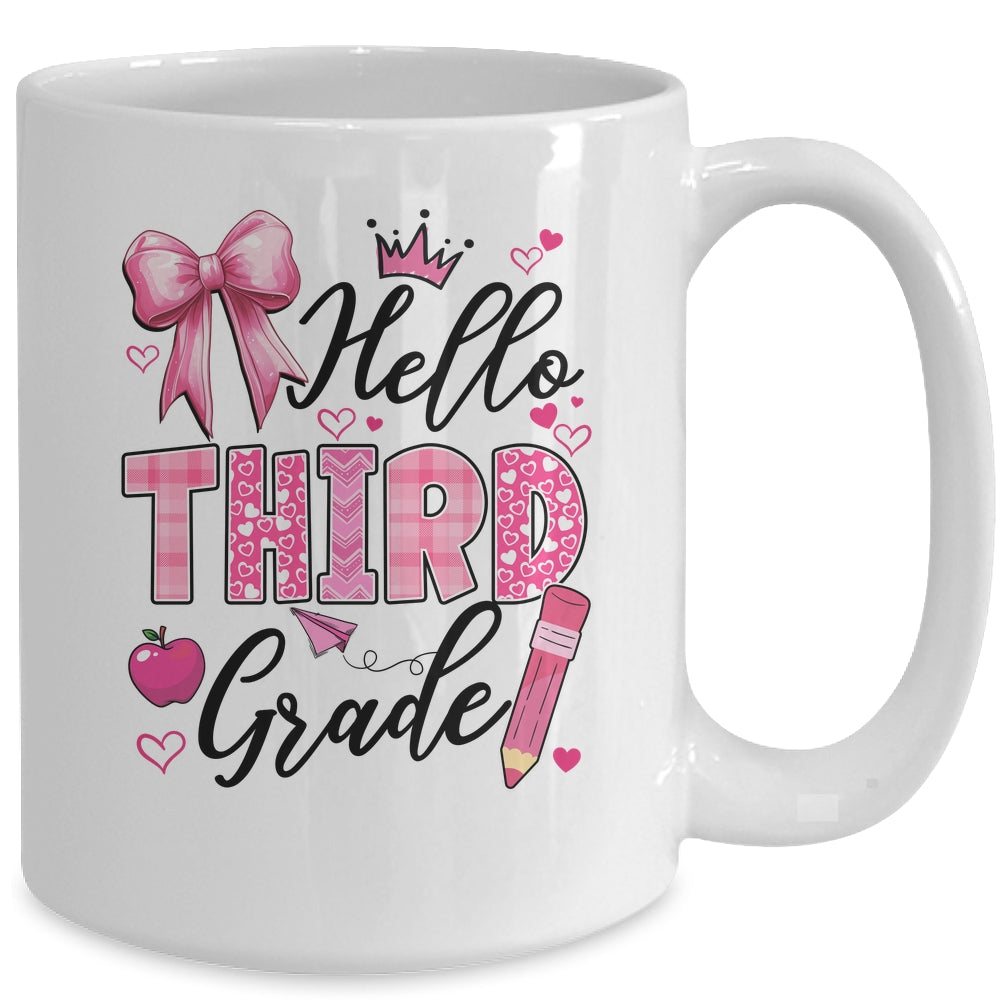 Hello Third Grade First Day Of School Coquette Teacher Girl Mug | siriusteestore