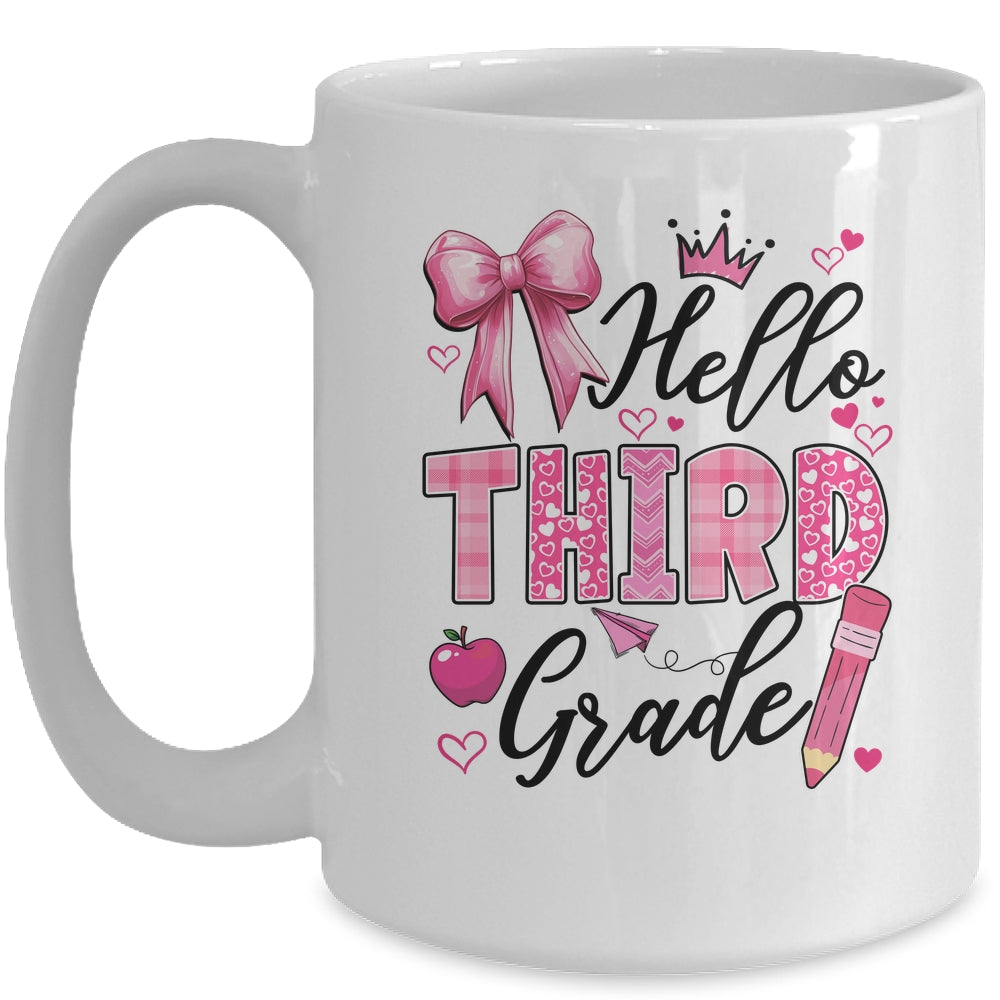 Hello Third Grade First Day Of School Coquette Teacher Girl Mug | siriusteestore