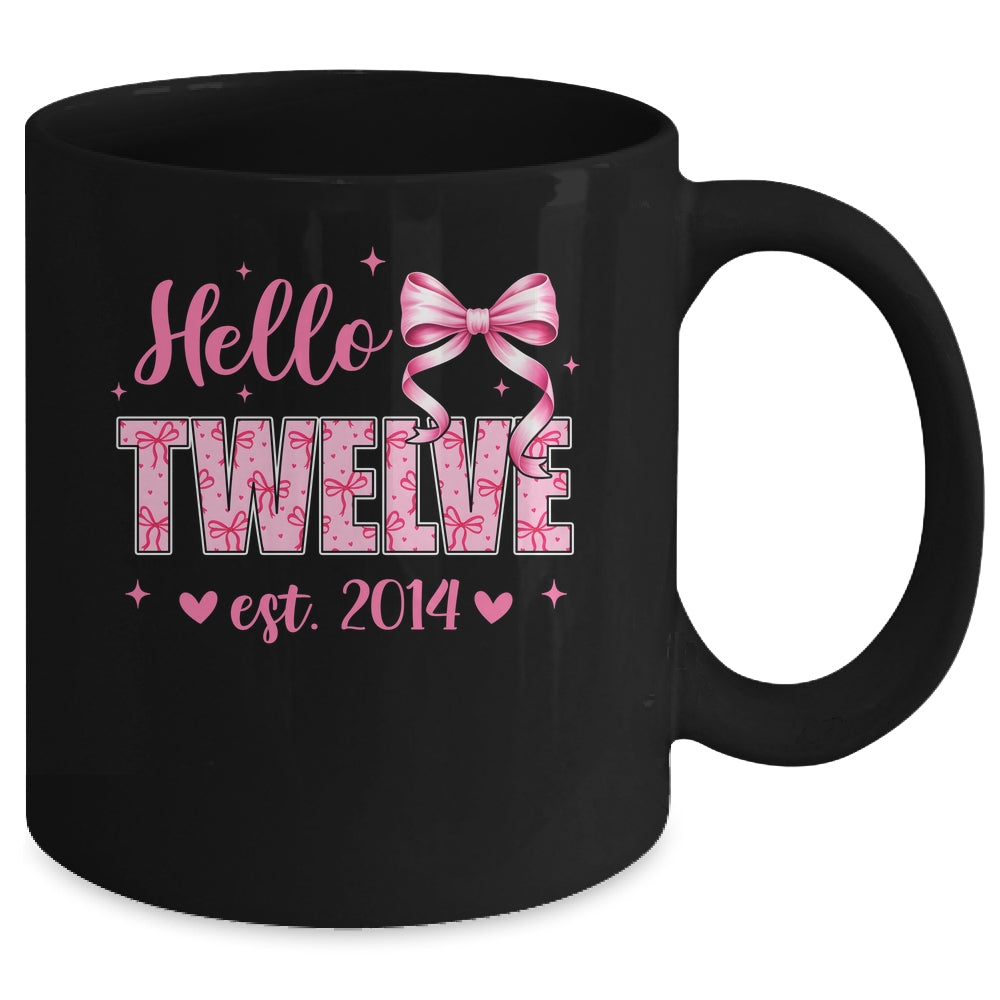 Hello Twelve Est 2014 Coquette Bow 12th Birthday Girl 12 Years Mug | siriusteestore