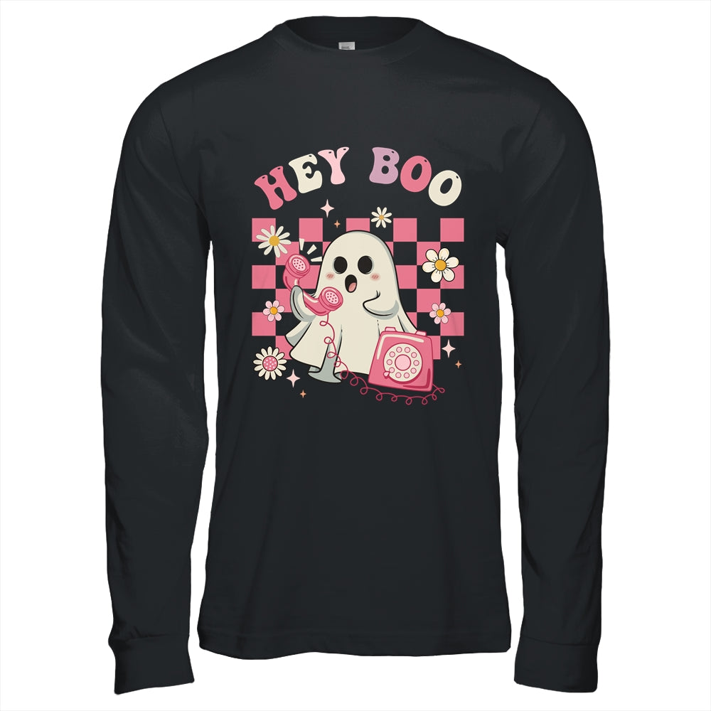 Hey Boo Groovy Cute Ghost Funny Halloween Womens Kids Shirt & Hoodie | siriusteestore
