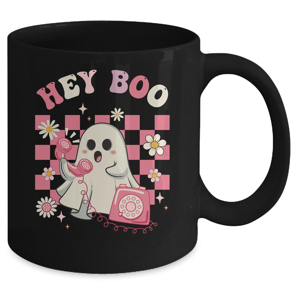 Hey Boo Groovy Cute Ghost Funny Halloween Womens Kids Mug | siriusteestore