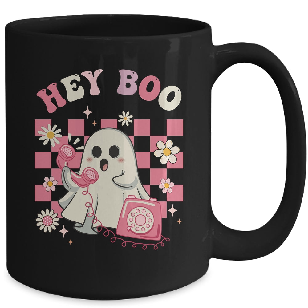Hey Boo Groovy Cute Ghost Funny Halloween Womens Kids Mug | siriusteestore