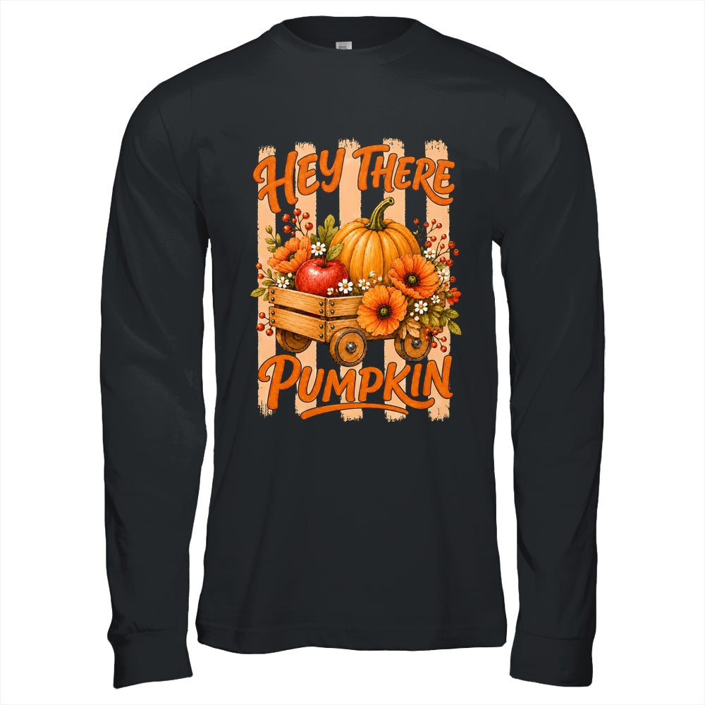 Hey There Pumpkin Striped Fall Autumn Retro Thanksgiving Shirt & Hoodie | siriusteestore