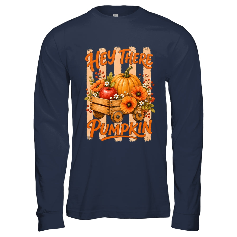 Hey There Pumpkin Striped Fall Autumn Retro Thanksgiving Shirt & Hoodie | siriusteestore
