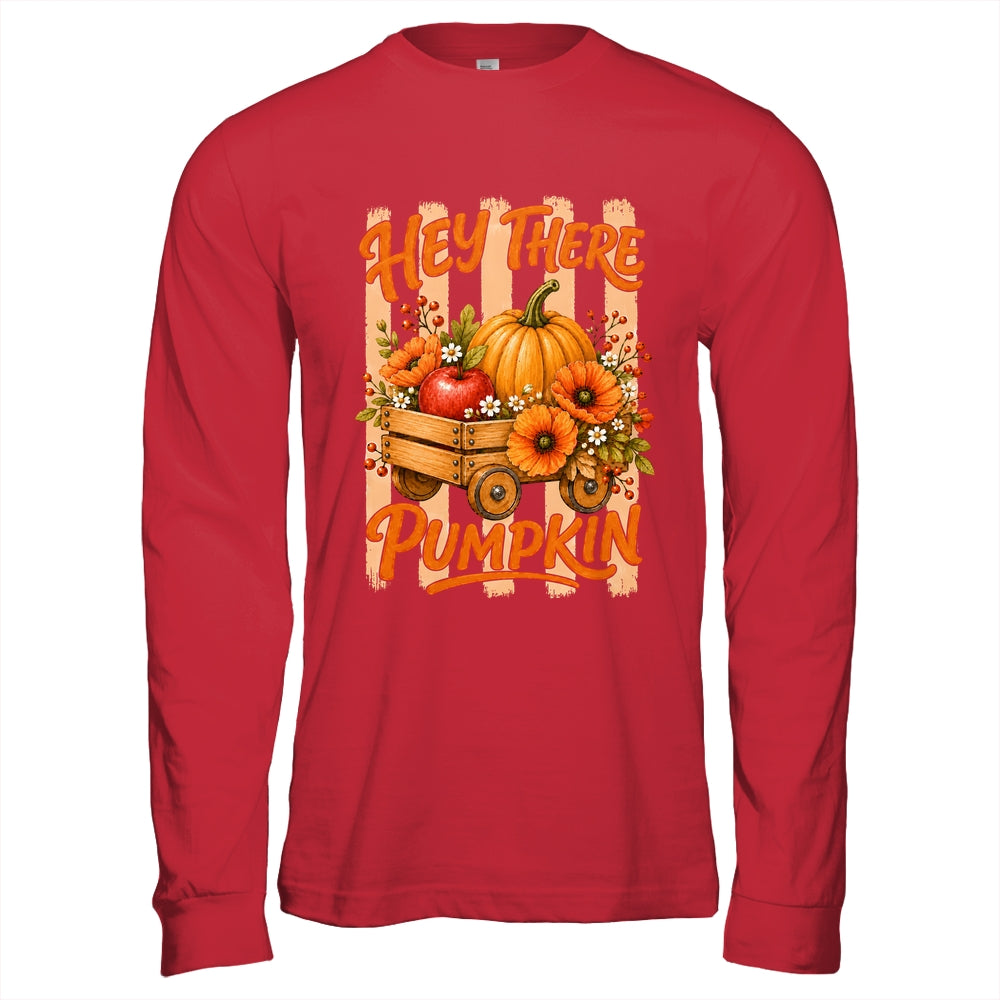 Hey There Pumpkin Striped Fall Autumn Retro Thanksgiving Shirt & Hoodie | siriusteestore