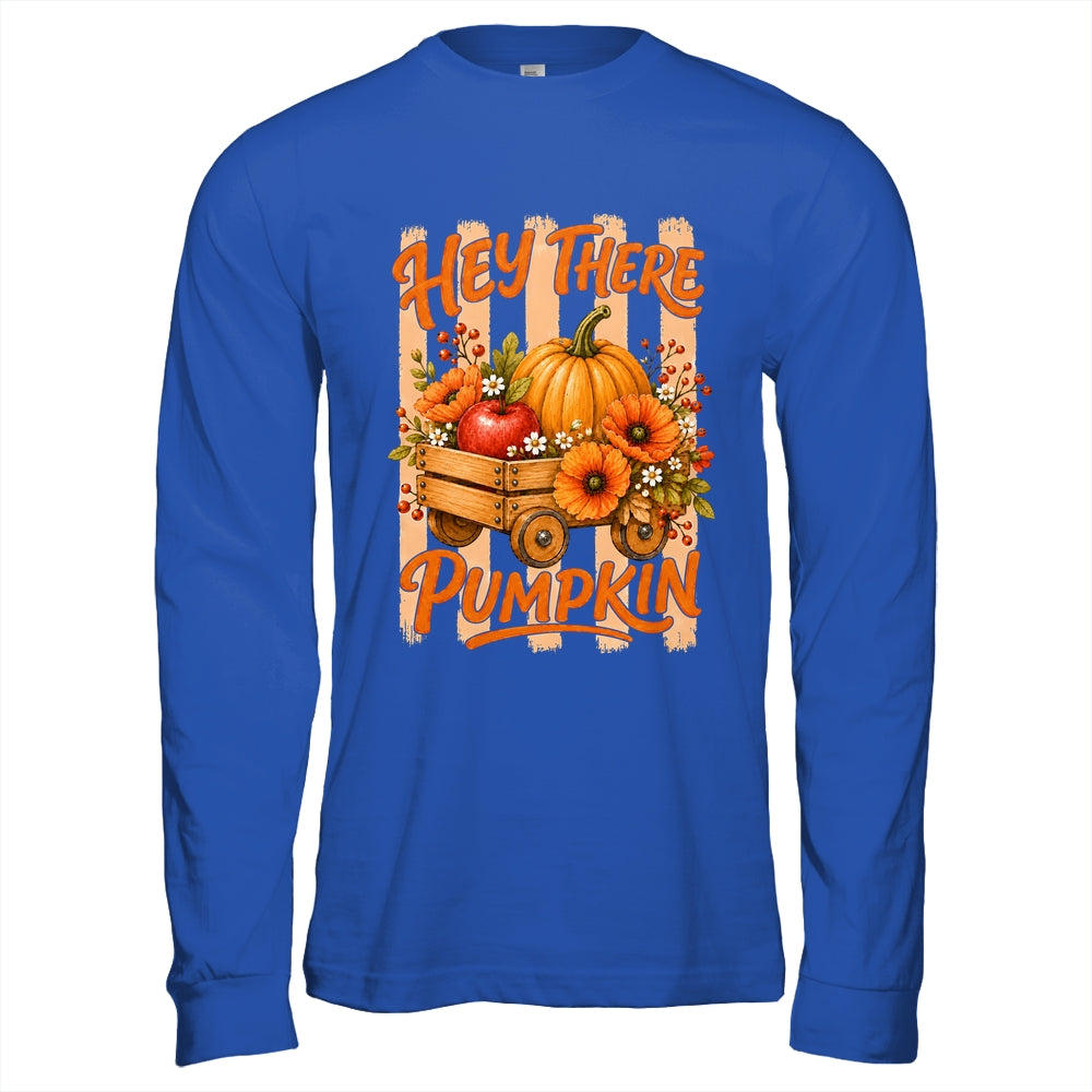 Hey There Pumpkin Striped Fall Autumn Retro Thanksgiving Shirt & Hoodie | siriusteestore