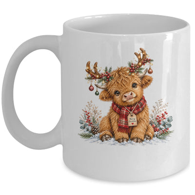 Highland Cow Christmas Watercolor Holiday Cute Women Girl Mug | siriusteestore