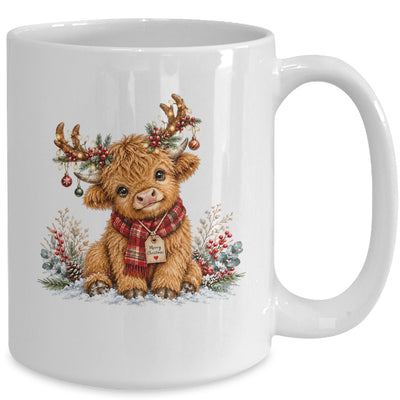 Highland Cow Christmas Watercolor Holiday Cute Women Girl Mug | siriusteestore