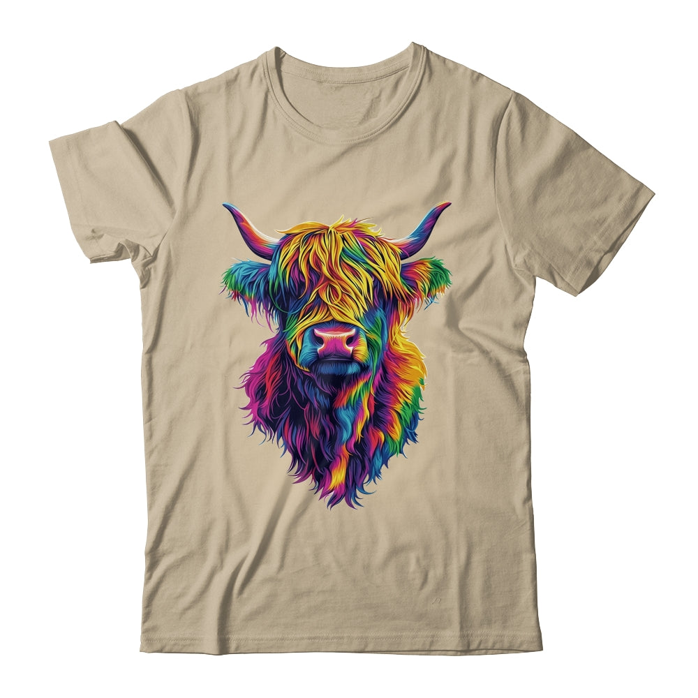 Highland Cow Colorful Lover Design For Girls Women Mom Woman Shirt & Tank Top | siriusteestore