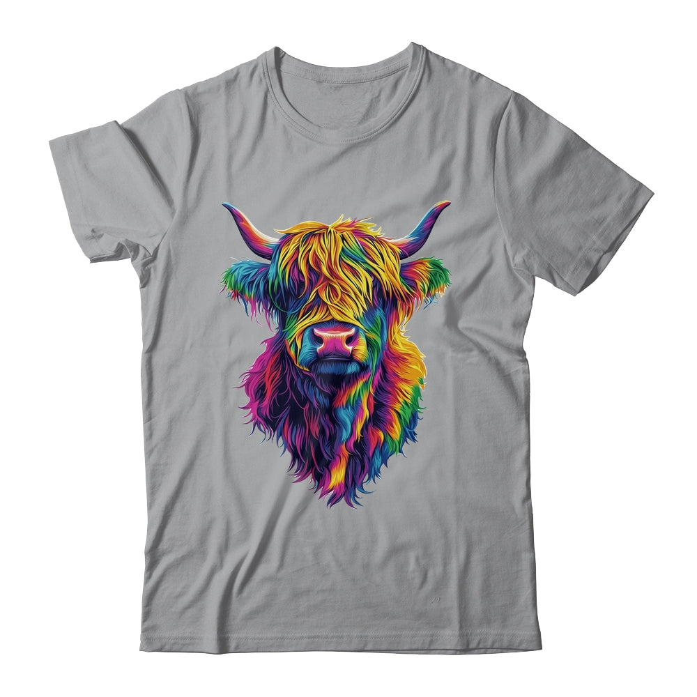 Highland Cow Colorful Lover Design For Girls Women Mom Woman Shirt & Tank Top | siriusteestore