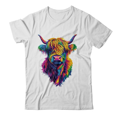 Highland Cow Colorful Lover Design For Girls Women Mom Woman Shirt & Tank Top | siriusteestore