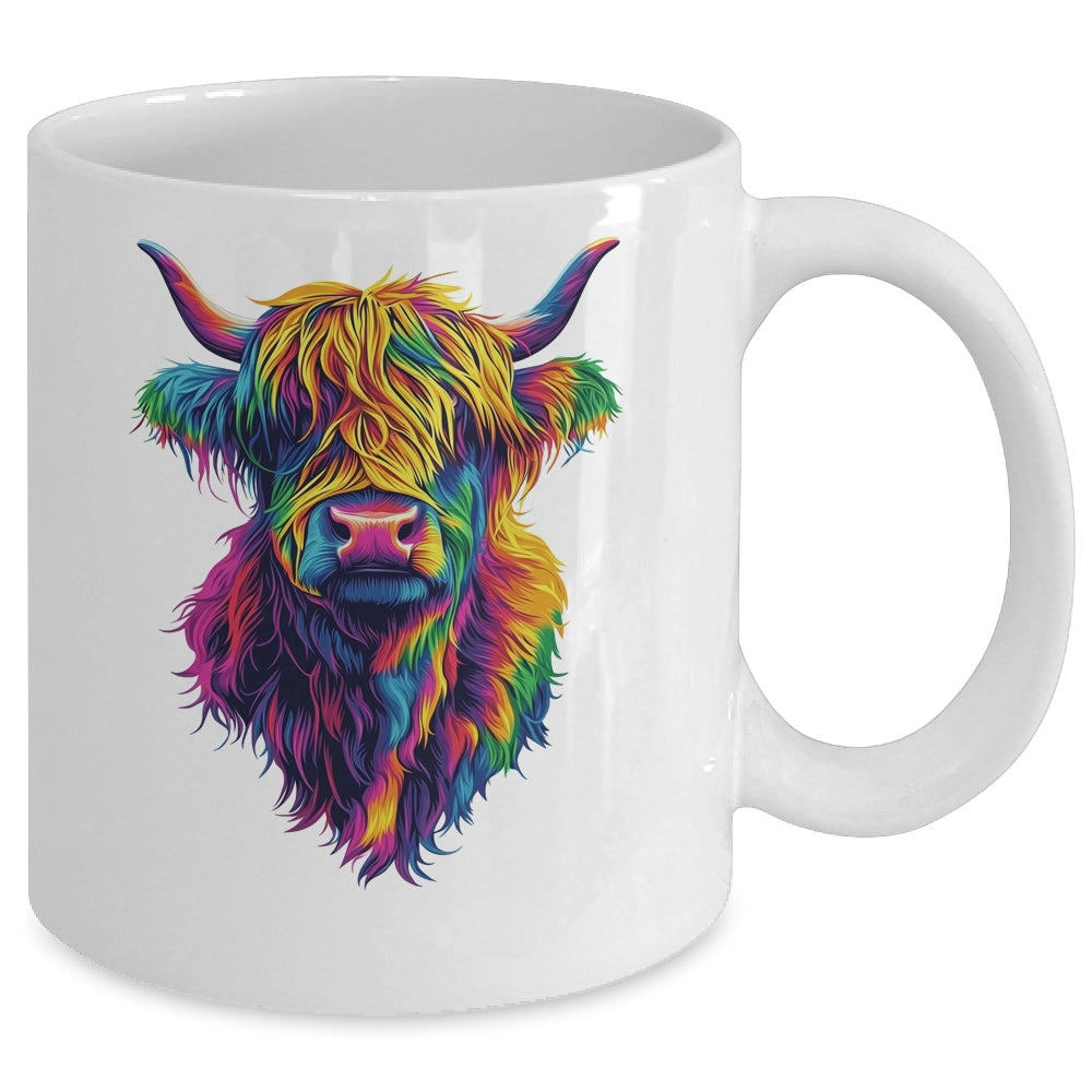 Highland Cow Colorful Lover Design For Girls Women Mom Woman Mug | siriusteestore