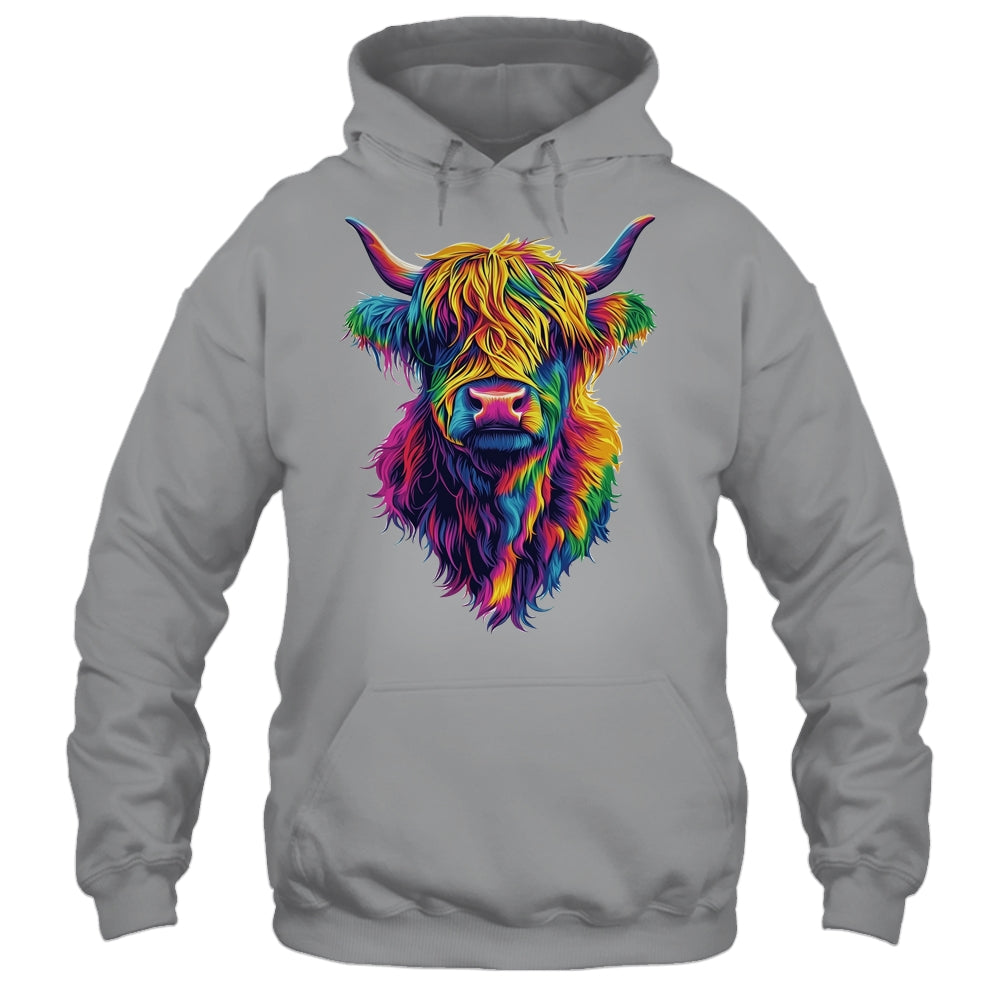 Highland Cow Colorful Lover Design For Girls Women Mom Woman Shirt & Tank Top | siriusteestore