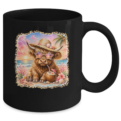 Highland Cow Cute Cow Summer Beach Leopard Women Girl Mug | siriusteestore