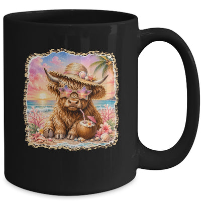 Highland Cow Cute Cow Summer Beach Leopard Women Girl Mug | siriusteestore