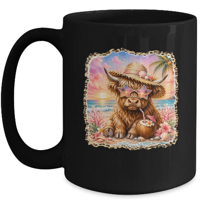 Highland Cow Cute Cow Summer Beach Leopard Women Girl Mug | siriusteestore