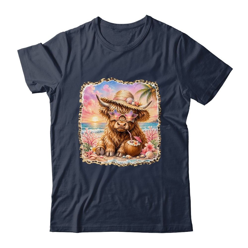 Highland Cow Cute Cow Summer Beach Leopard Women Girl Shirt & Tank Top | siriusteestore
