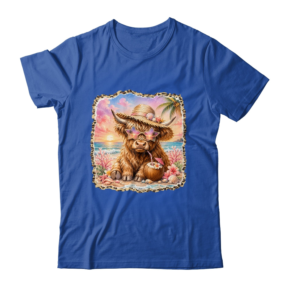 Highland Cow Cute Cow Summer Beach Leopard Women Girl Shirt & Tank Top | siriusteestore