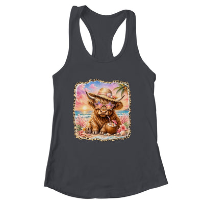 Highland Cow Cute Cow Summer Beach Leopard Women Girl Shirt & Tank Top | siriusteestore