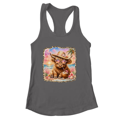 Highland Cow Cute Cow Summer Beach Leopard Women Girl Shirt & Tank Top | siriusteestore