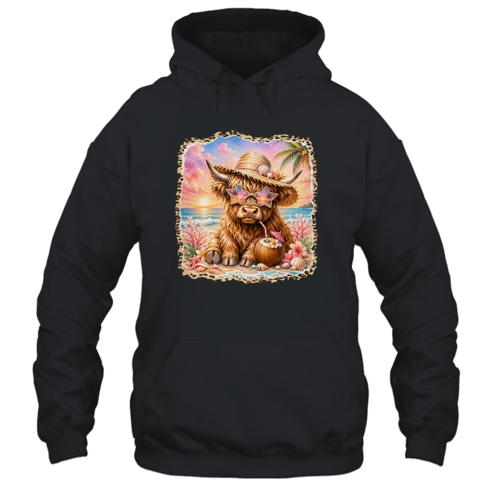 Highland Cow Cute Cow Summer Beach Leopard Women Girl Shirt & Tank Top | siriusteestore