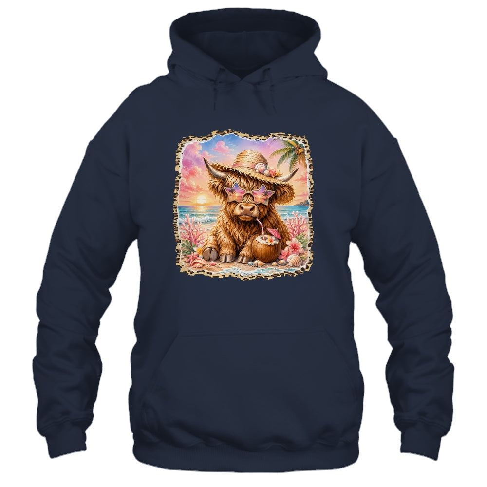 Highland Cow Cute Cow Summer Beach Leopard Women Girl Shirt & Tank Top | siriusteestore