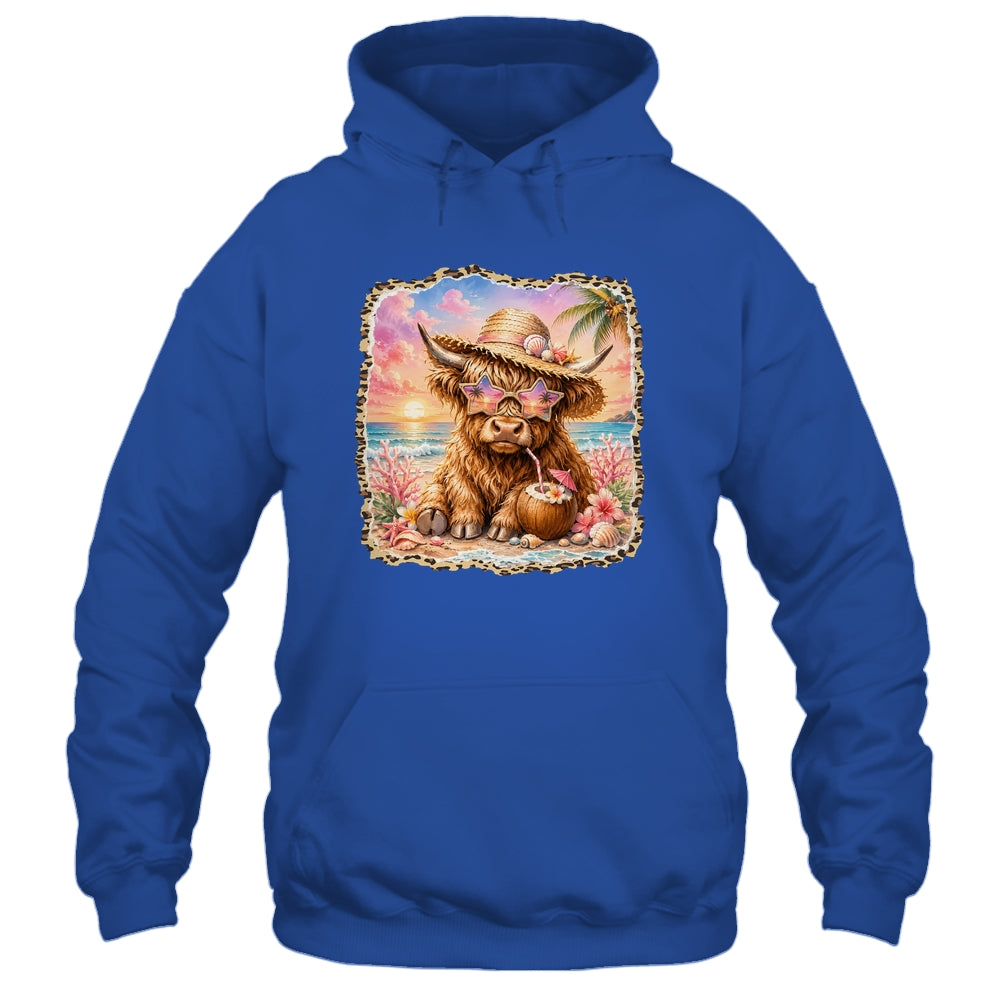 Highland Cow Cute Cow Summer Beach Leopard Women Girl Shirt & Tank Top | siriusteestore
