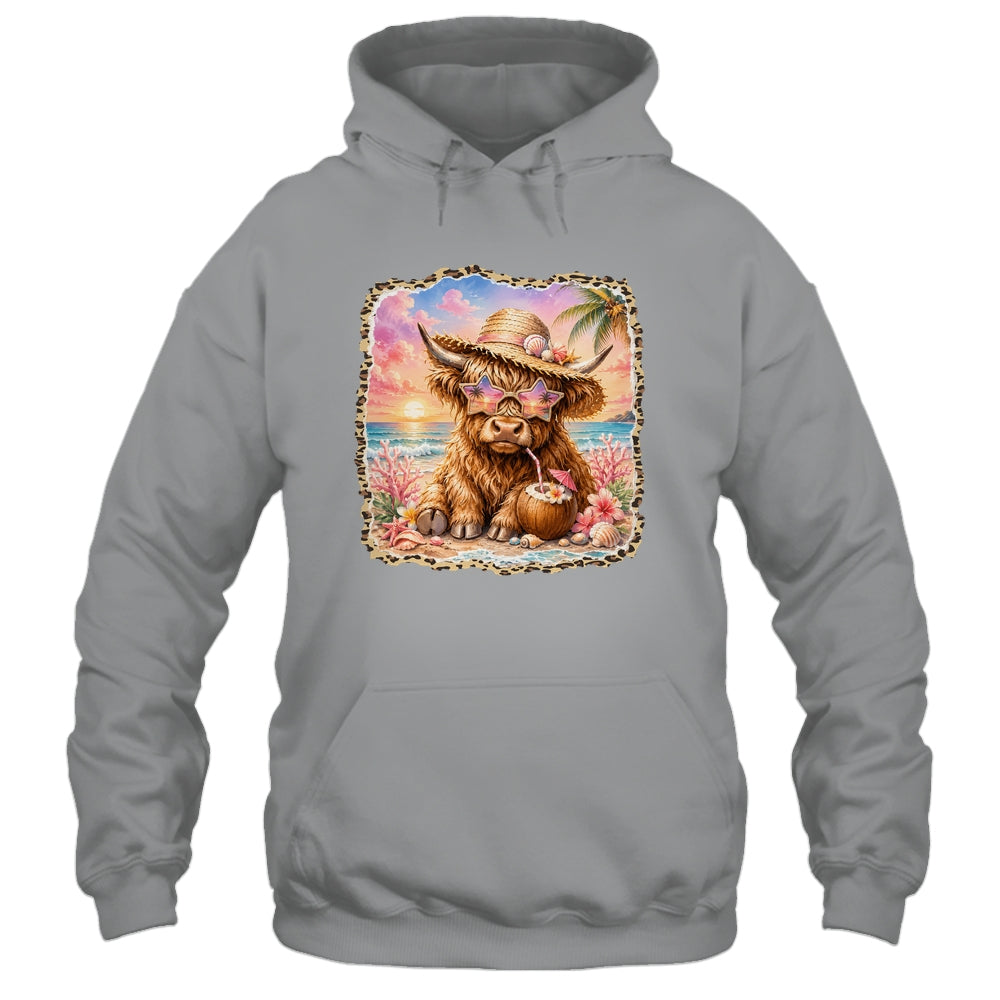 Highland Cow Cute Cow Summer Beach Leopard Women Girl Shirt & Tank Top | siriusteestore