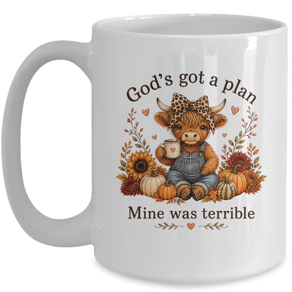 Highland Cow Funny Christian Trust God'S A Plan Faith Bible Mug | siriusteestore