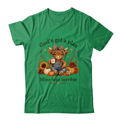 Highland Cow Funny Christian Trust God'S A Plan Faith Bible Shirt & Sweatshirt | siriusteestore