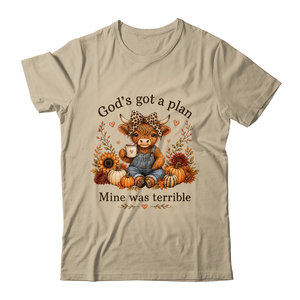 Highland Cow Funny Christian Trust God'S A Plan Faith Bible Shirt & Sweatshirt | siriusteestore