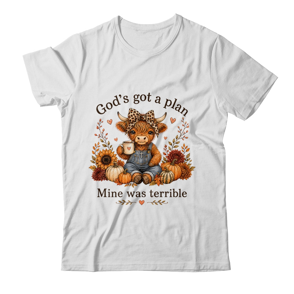 Highland Cow Funny Christian Trust God'S A Plan Faith Bible Shirt & Sweatshirt | siriusteestore