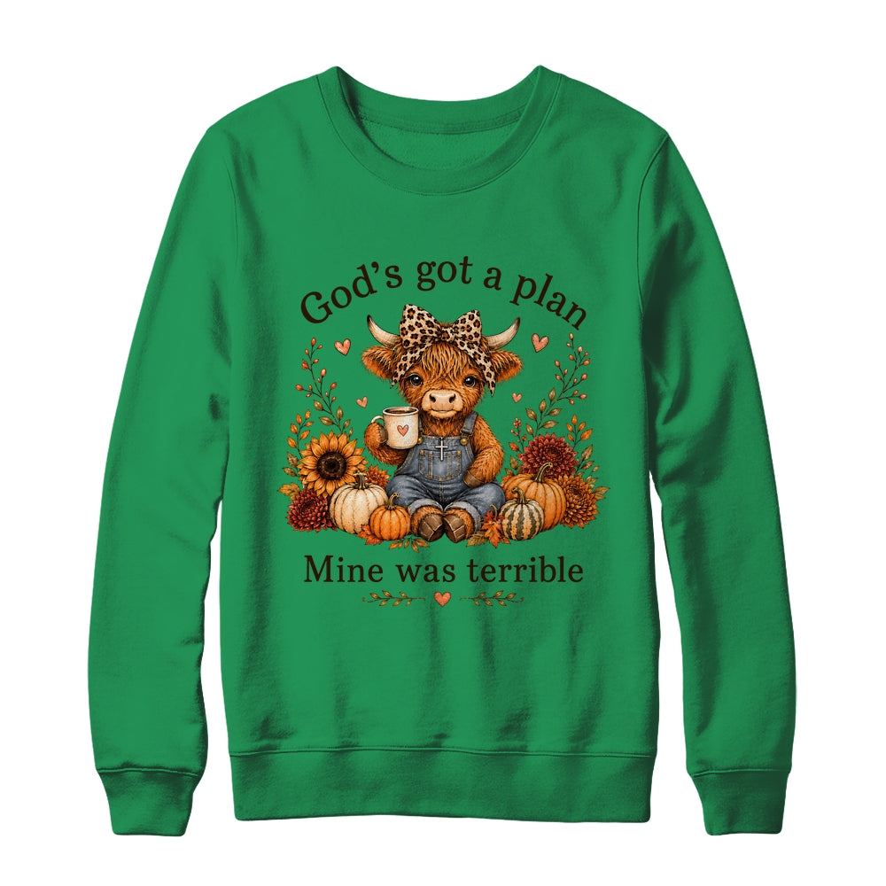 Highland Cow Funny Christian Trust God'S A Plan Faith Bible Shirt & Sweatshirt | siriusteestore