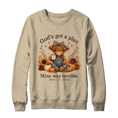 Highland Cow Funny Christian Trust God'S A Plan Faith Bible Shirt & Sweatshirt | siriusteestore
