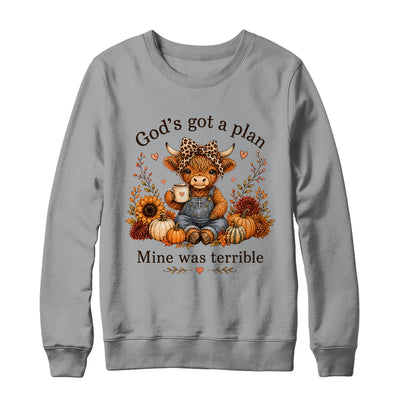 Highland Cow Funny Christian Trust God'S A Plan Faith Bible Shirt & Sweatshirt | siriusteestore