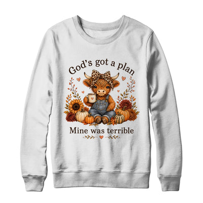 Highland Cow Funny Christian Trust God'S A Plan Faith Bible Shirt & Sweatshirt | siriusteestore