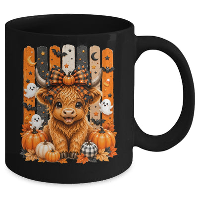 Highland Cow Halloween Spooky Fall Cow Pumpkins Bows Ghosts Mug | siriusteestore