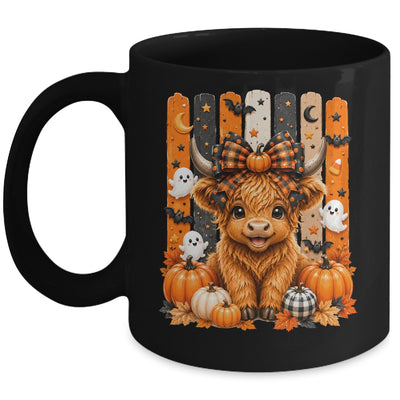 Highland Cow Halloween Spooky Fall Cow Pumpkins Bows Ghosts Mug | siriusteestore