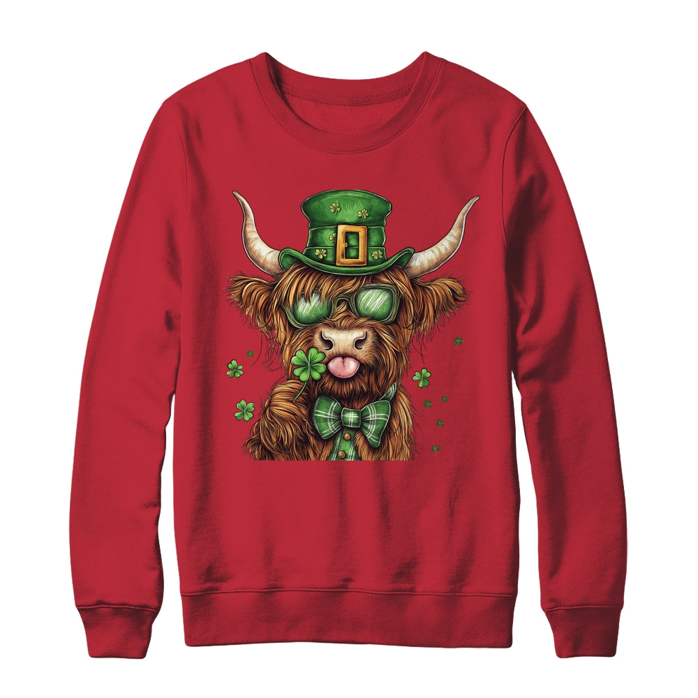 Highland Cow St. Patrick's Day Retro Coquette St Patty's Day Shirt & Sweatshirt | siriusteestore