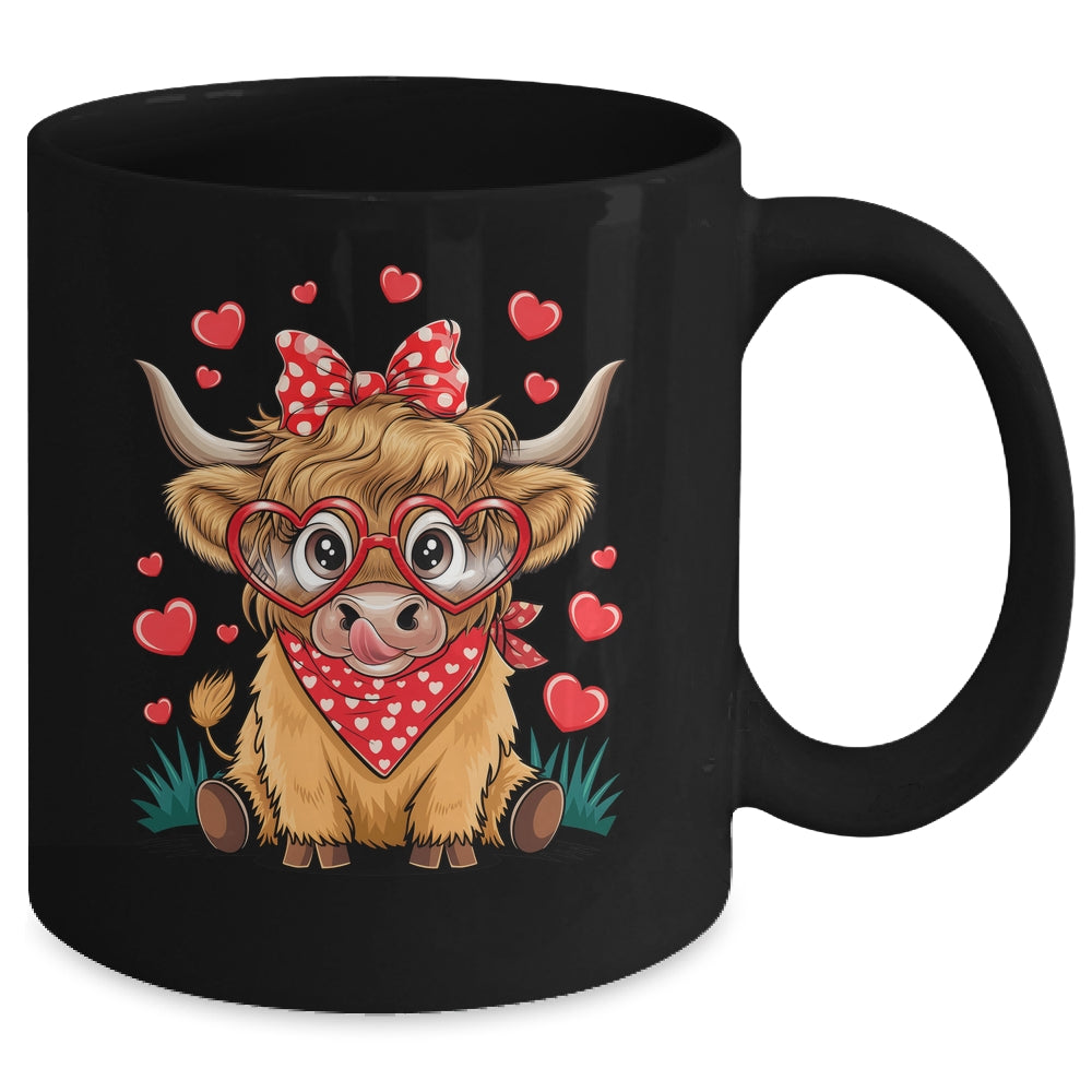 Highland Cow Valentines Funny Hearts Valentine Cow Mug | siriusteestore