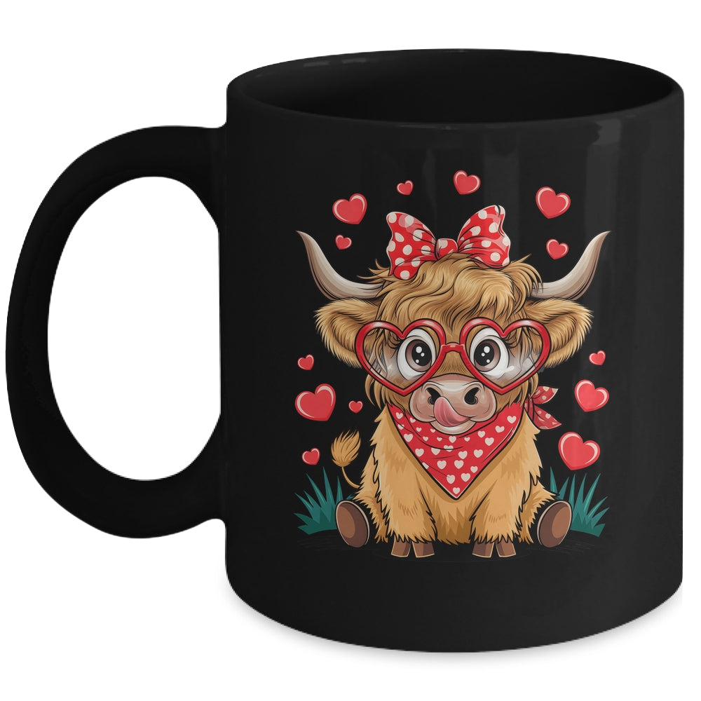 Highland Cow Valentines Funny Hearts Valentine Cow Mug | siriusteestore