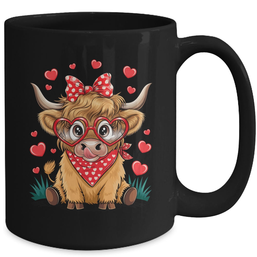 Highland Cow Valentines Funny Hearts Valentine Cow Mug | siriusteestore