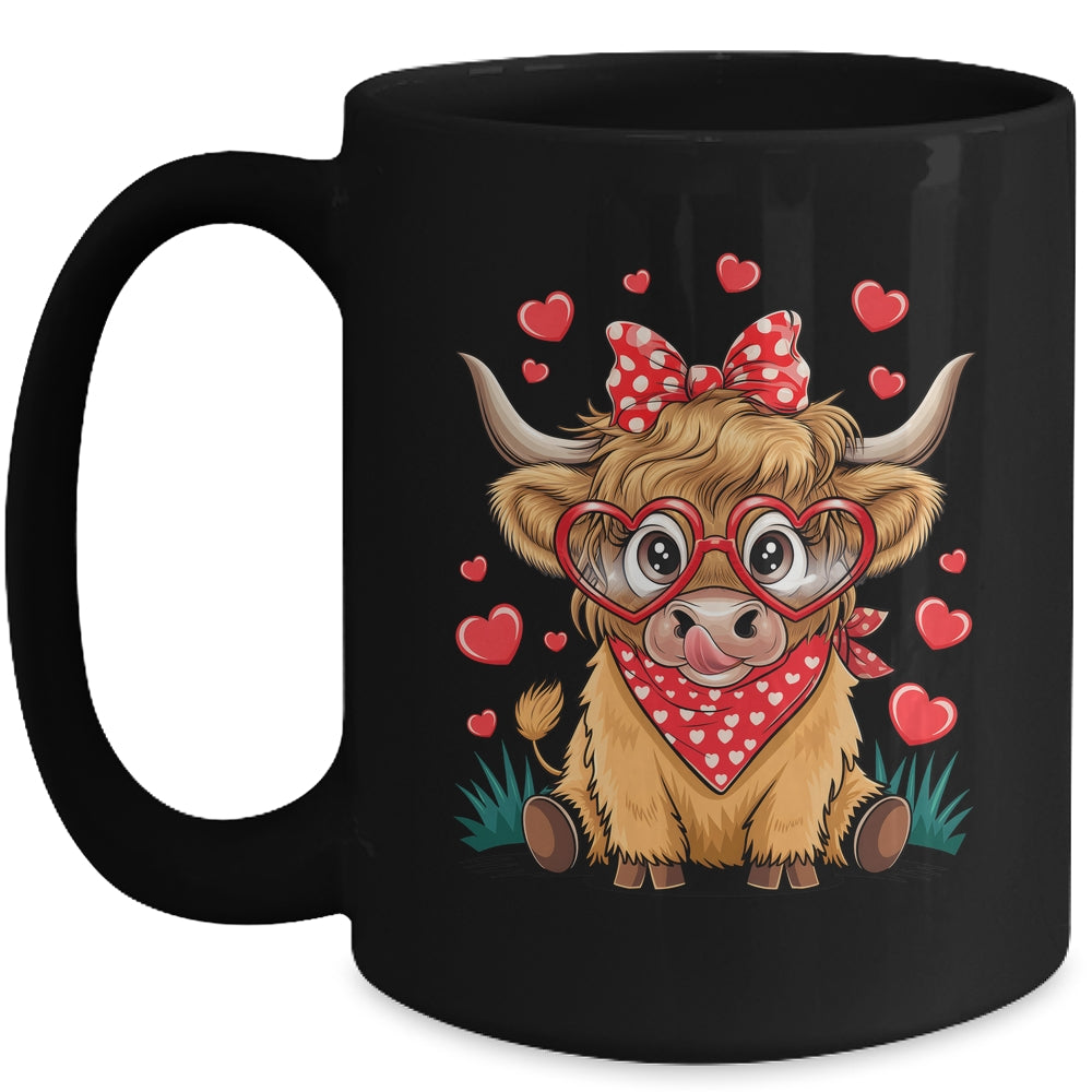 Highland Cow Valentines Funny Hearts Valentine Cow Mug | siriusteestore