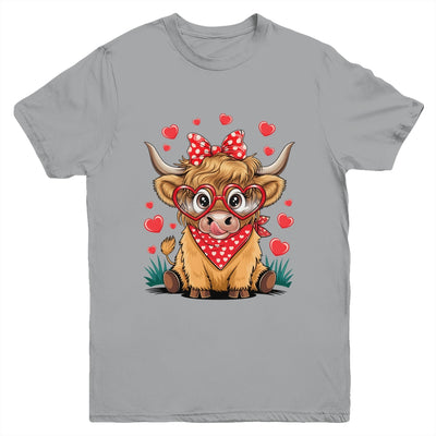 Highland Cow Valentines Funny Hearts Valentine Cow Youth Shirt | siriusteestore