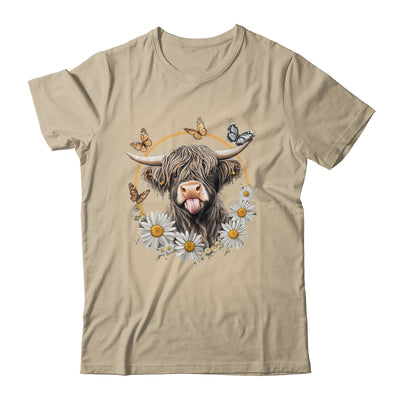 Highland Cow With Sunflower Daisies Butterflies Farm Western Shirt & Hoodie | siriusteestore