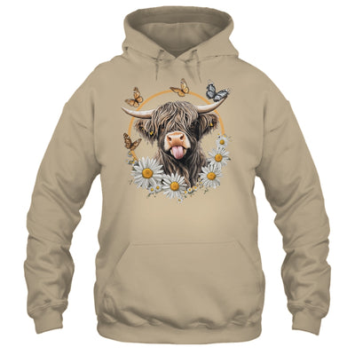 Highland Cow With Sunflower Daisies Butterflies Farm Western Shirt & Hoodie | siriusteestore