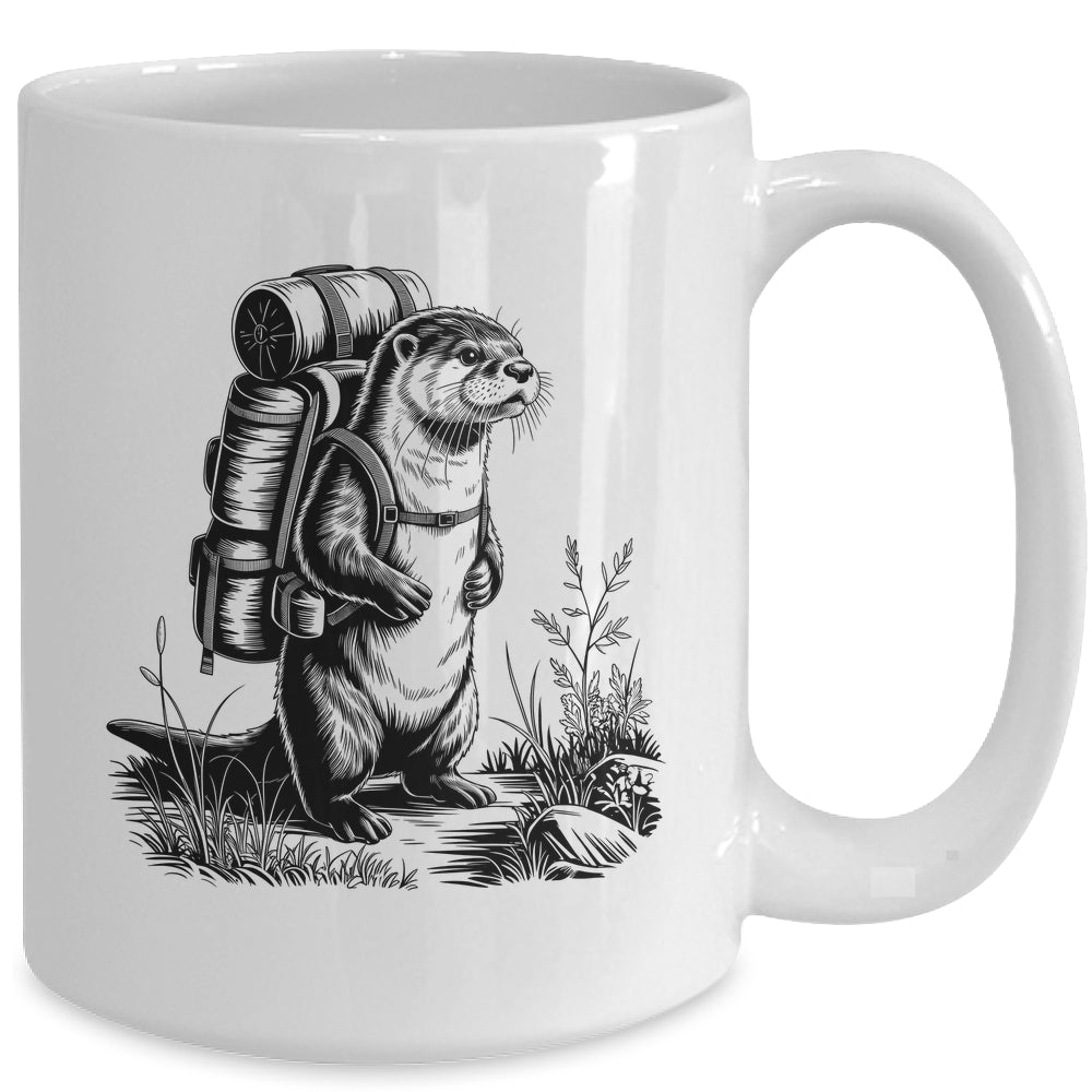 Hiking River Otter Backpacking Animals Funny Men Women Mug | siriusteestore