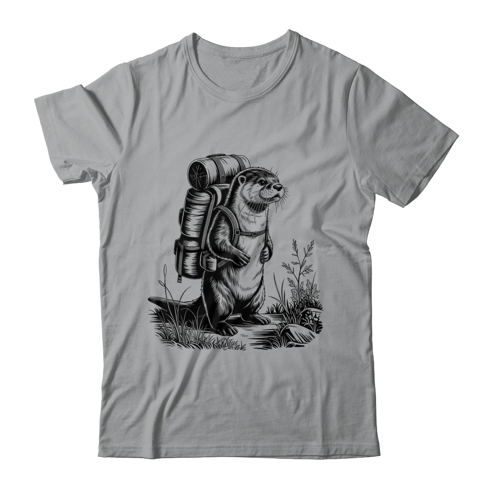 Hiking River Otter Backpacking Animals Funny Men Women Shirt & Tank Top | siriusteestore