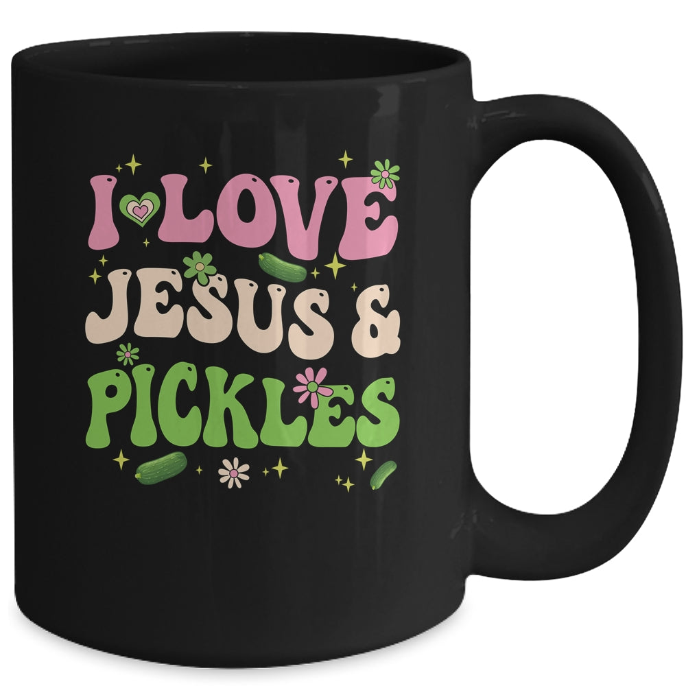 Hippie Groovy I Love Jesus Pickles Cucumber Vegetarian Mug | siriusteestore