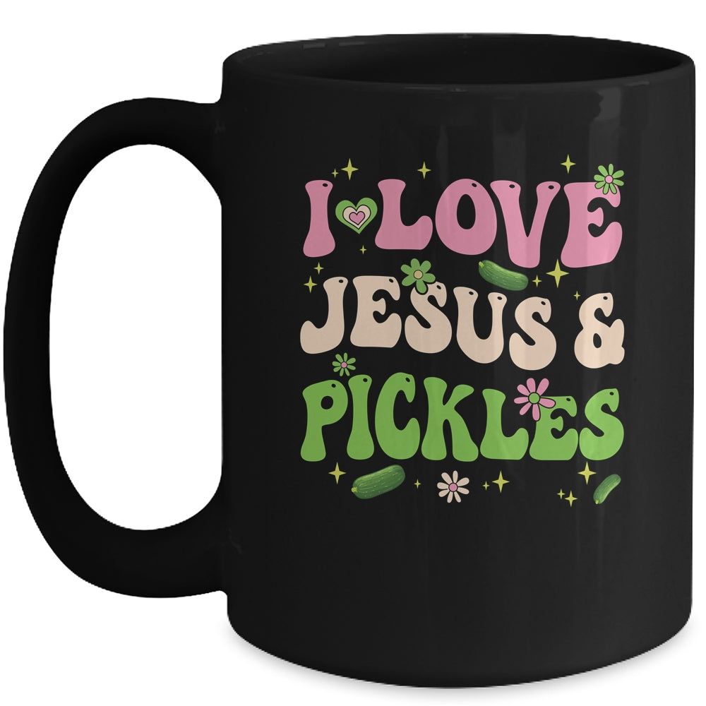 Hippie Groovy I Love Jesus Pickles Cucumber Vegetarian Mug | siriusteestore